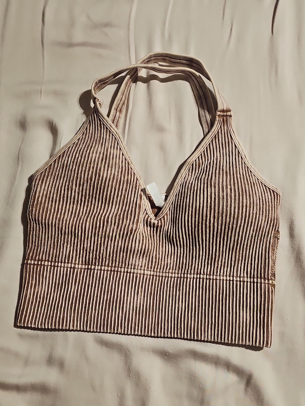 Ribbed Halter Bralette in Cream